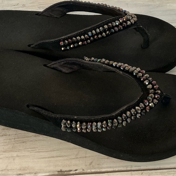 Yellow Box Black Crystal Sandals - Picture 2 of 5